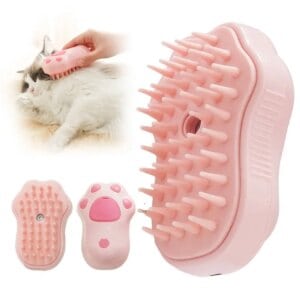 Cat paw Customize LOGO Rechargeable Pet Steamer Brush with micro USB Animal Hair Removal Brush Cleaner