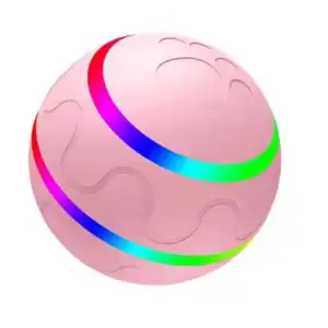 A pink sphere with embossed swirls and colorful rainbow stripes around it.