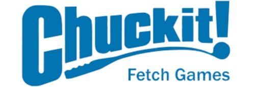 Chuckit! Fetch Games blue logo with stylized text and a curved line under "Chuckit!" like a ball launcher.