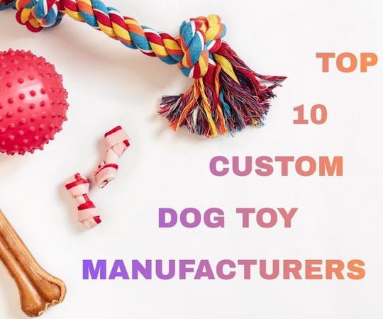 Image showcasing colorful dog toys and a rope toy, highlighting the top 10 custom dog toy manufacturers in 2025 for pet product innovation.