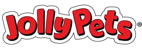 Jolly Pets logo in bold red letters, outlined in black and white, on a plain background.