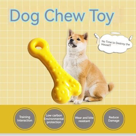 Chew toy for dogs, durable and safe rubber dog bone for training, teething, and dental health, low carbon environmental protection, wear resistant, reduces damage, perfect for active puppies and pets.