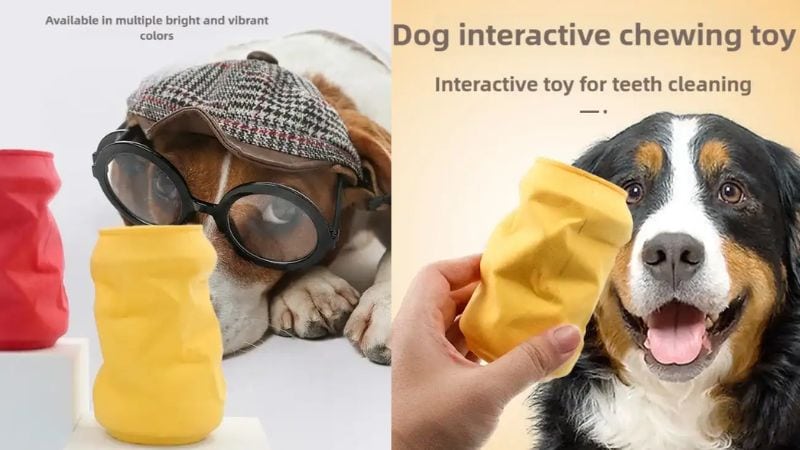 Colorful dog and cat interactive chew toys for teeth cleaning, made for pet dental health.