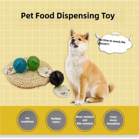 Vibrant pet food dispensing toy with colorful balls designed for interactive play and mental stimulation for dogs, featuring multiple colors and durable, wear-resistant materials.