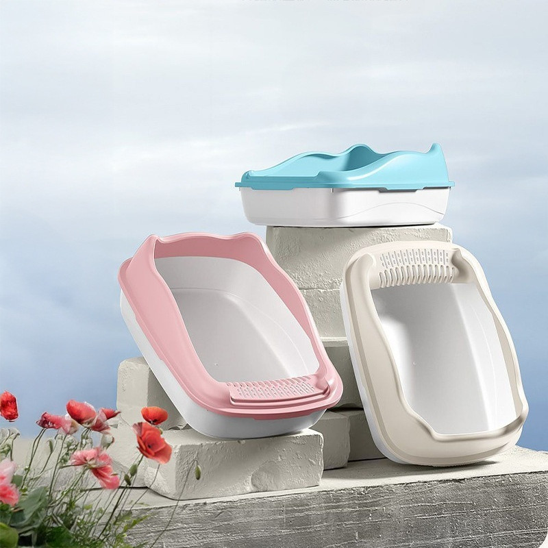 Semi Enclosed Litter Box Open Top Cat Litter Box - الصورة 5