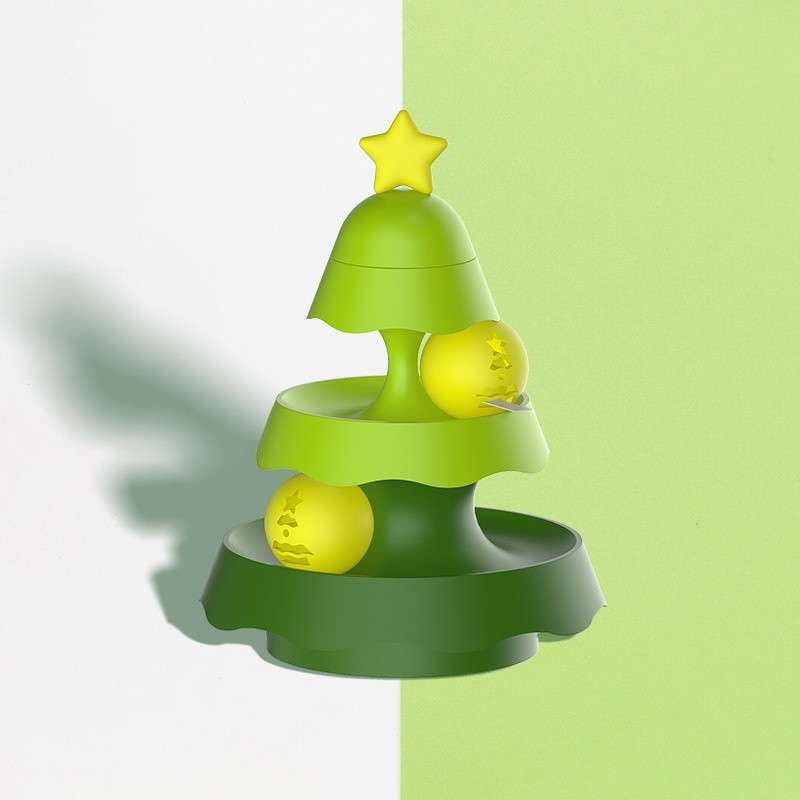 Christmas Tree Cat Toy Three Layer Track Ball Catnip Bell Ball – Bild 3