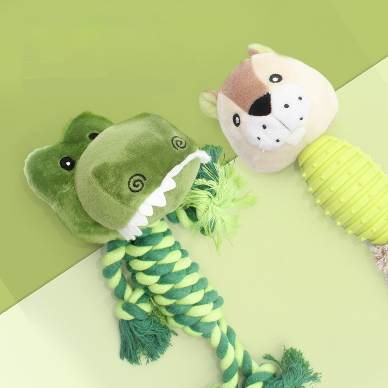 Dog Toy Plush With Rope Pet Teeth Cleaning Toys Cotton Rope Squeaky Toy - Image 4