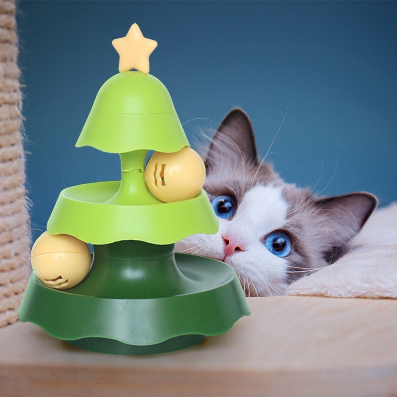 Christmas Tree Cat Toy Three Layer Track Ball Catnip Bell Ball – Bild 5