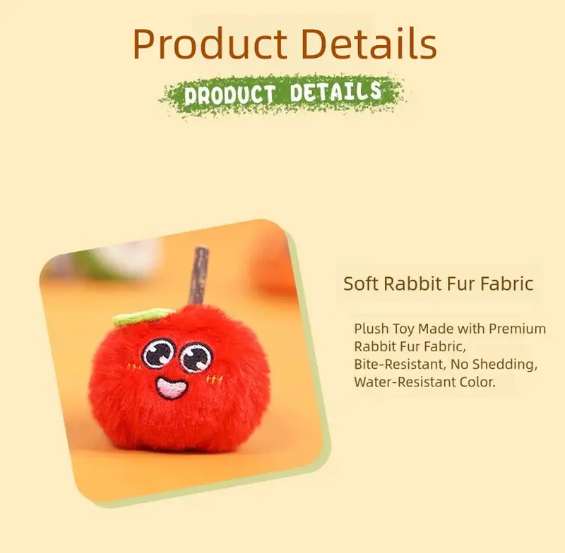 Cute plush toy made from soft rabbit fur fabric, featuring a smiling face and big eyes, water-resistant and durable for children.