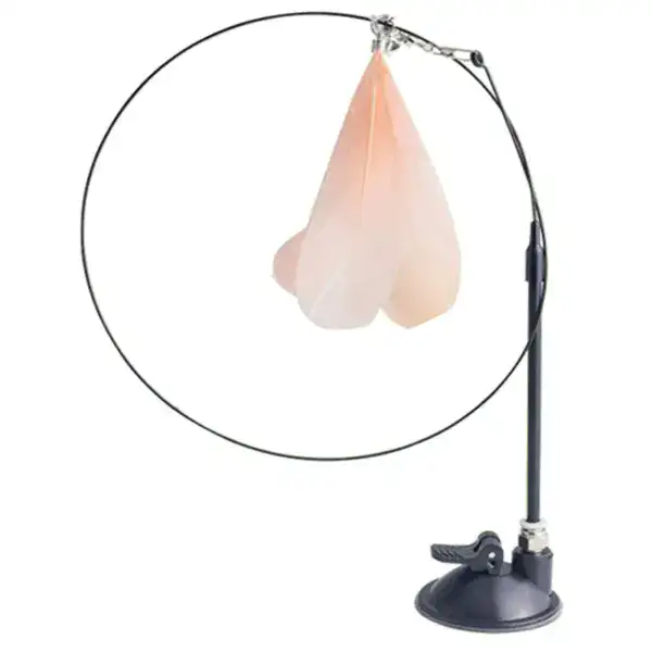 Modern desk lamp with a flexible arm and feather-shaped lampshade, ideal for stylish home or office lighting.