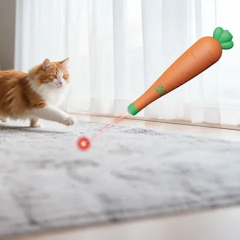 Carrot-themed cat teaser wand