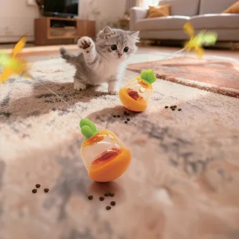 Carrot-shaped cat tumbler toy