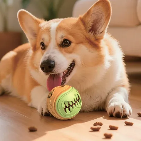 Treat-dispensing ball dog toy